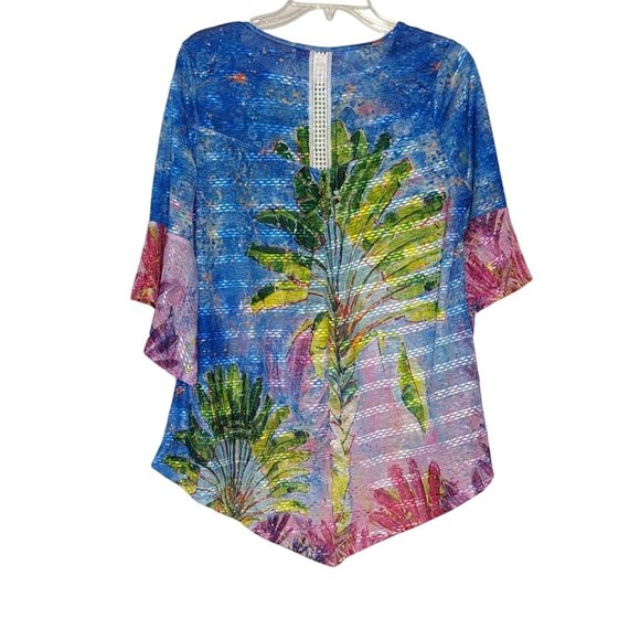 LEOMA‎ LOVEGROVE Sheer Summer Asymmetrical bell sleeve Tree top size M - Picture 10 of 10